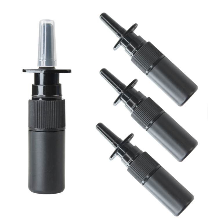 5ML black Nasal Spray Bottle Refillable Pump Plastic Tan Bottles UK Stock