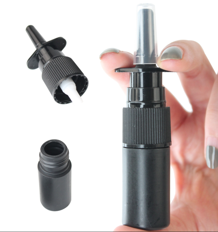 5ML black Nasal Spray Bottle Refillable Pump Plastic Tan Bottles UK Stock