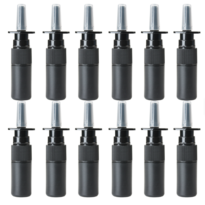 5ML black Nasal Spray Bottle Refillable Pump Plastic Tan Bottles UK Stock